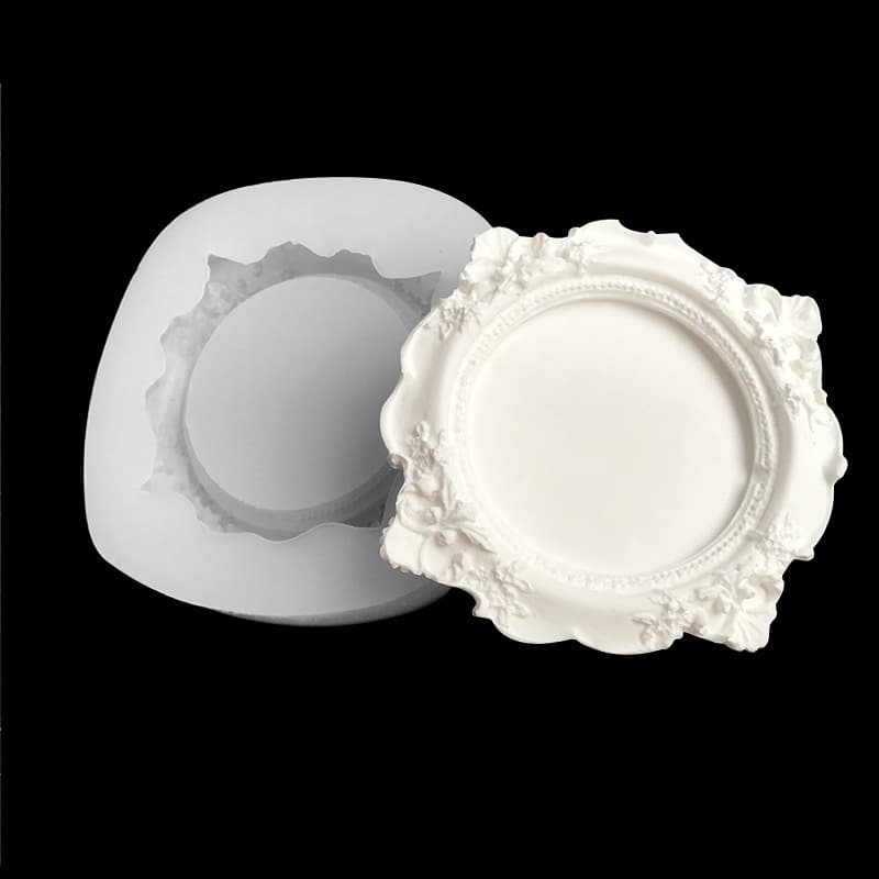 Vintage European Embossed Frame Plaster Plate Candle Resin Cake Silicone Mold Baking DIY Cake Mold