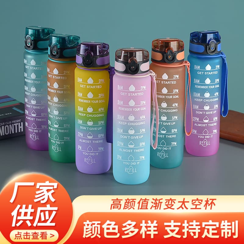 New Cross-Border Plastic Water Bottle with Portable Flip Lid, Large Capacity Direct Drinking Cup for Summer Outdoor Sports, Wholesale Space Cup