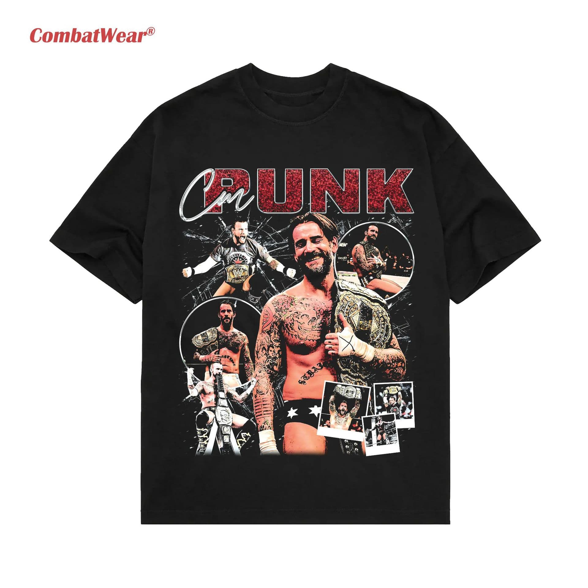 Cross-border European code CM PUNK TEE, Wrestling Graphic Tee, Sports T-shirt,
