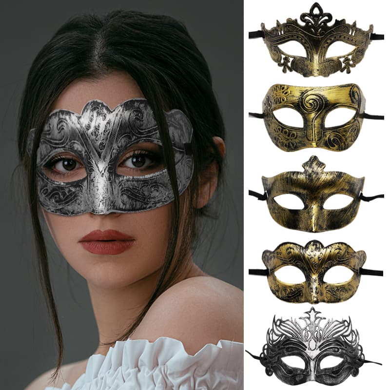 Vintage Jazz Flat Top Halloween Mask Scary Party Decorative Men's Half Face Mask Retro Costume Accessory