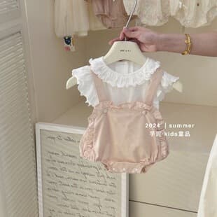 Baby Summer Thin Princess Bodysuit Baby Infant Clothes Fashionable Bodysuit Short Sleeve Romper Two-Piece Set