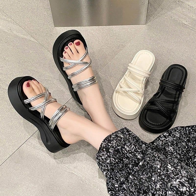 Height-Increasing Slippers for Outdoor Wear, Perfect for Pairing with Dresses, Fashionable Platform Sandals, Dual-Use Slippers, 2026 Summer New Style, Thick-Soled