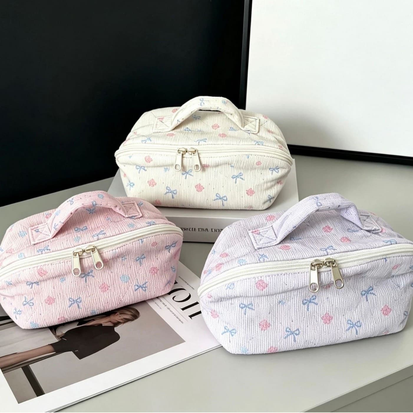 2026 Spring New Butterfly Bow Heart Cosmetic Bag Portable Large Capacity Makeup Organizer Handbag Factory