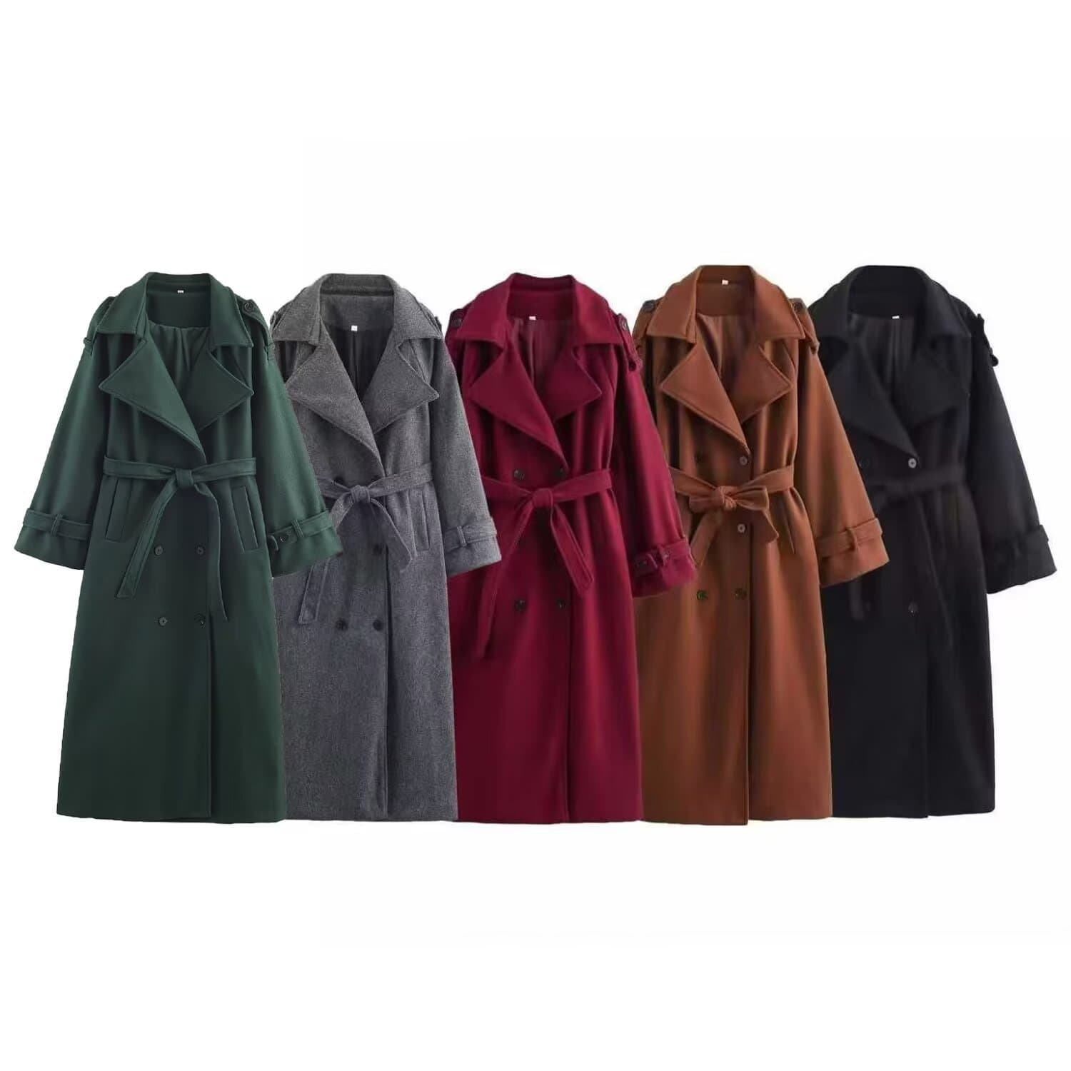 PB&ZA Women's 2025 Winter New Arrival Fashionable Elegant Simple Style Belted Wool Coat