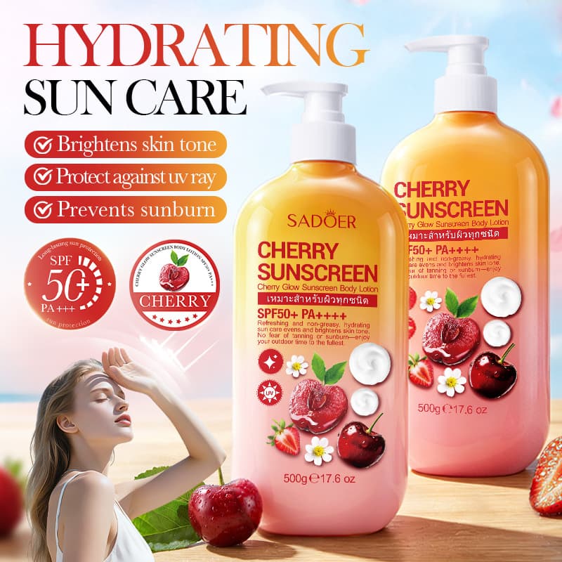SADOER Cherry Brightening Sunscreen Body Lotion Full Body Protection Refreshing Non-Sticky Summer Cross-Border Product