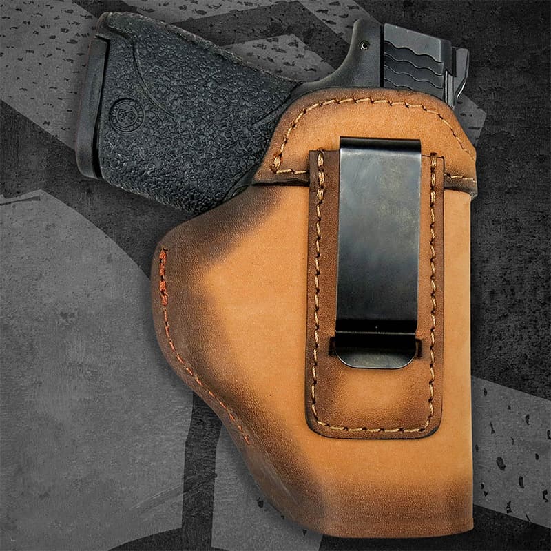 Retro aged cowhide holster, metal clip waist hanging, concealed inner sticker, quick pull, portable, comfortable and durable leather holster