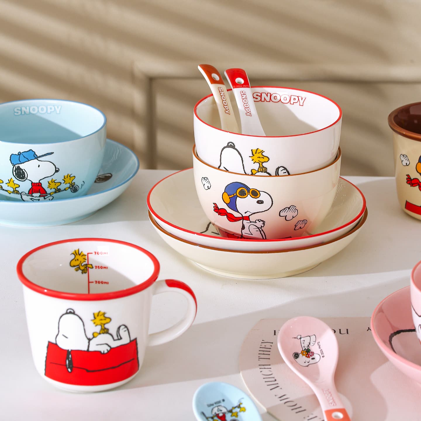 New Snoopy Fun Series Cute Ceramic Tableware, Rice Bowl, Plate, Cup, Spoon, Personal Children's Tableware, Wholesale