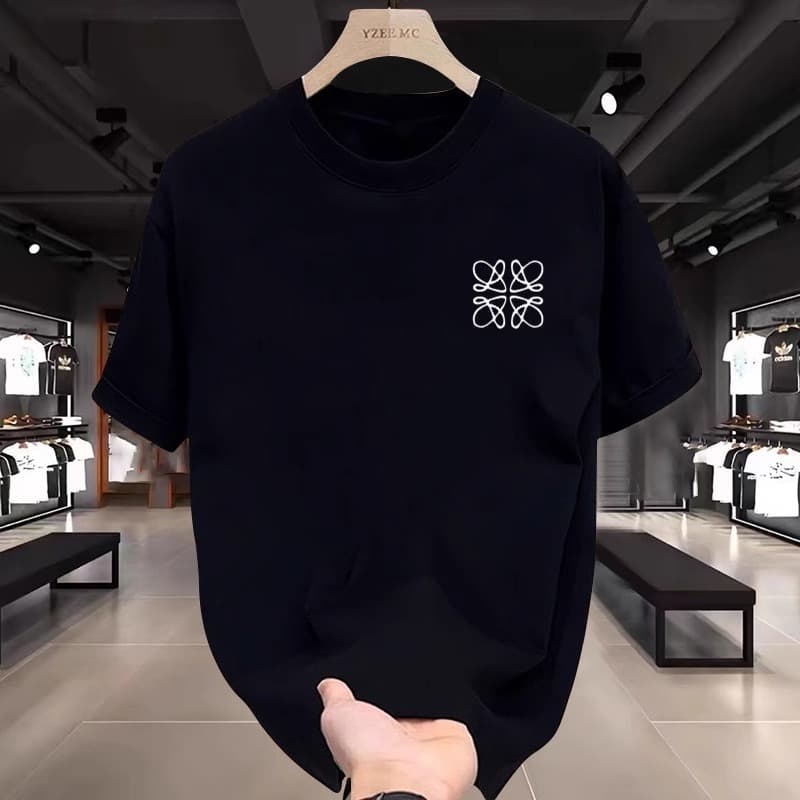 Luo Family Pure Cotton Short Sleeve T-Shirt Unisex Casual Minimalist Loose Couple Streetwear Versatile Slim Fit Casual Top
