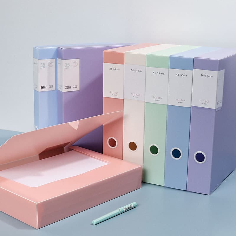 File box A4 file information box Morandi plastic transparent color document folder office supplies