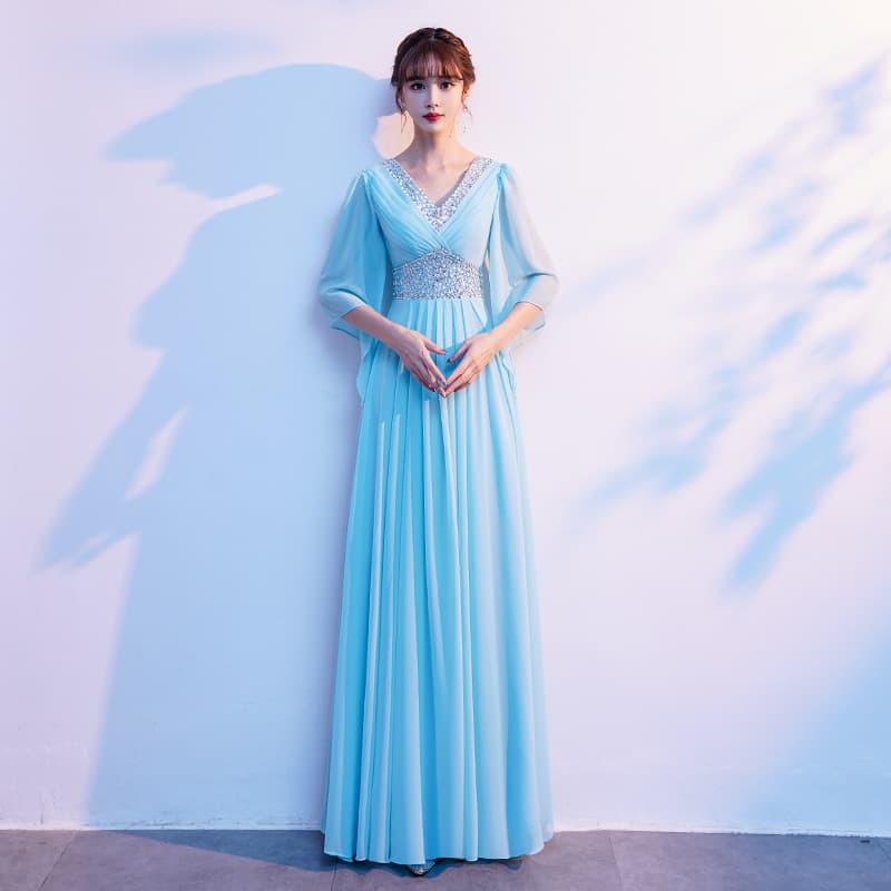 Large Chorus Performance Dress Women's Long Gown 2026 New Host Dress Elegant Banquet Evening Gown Dignified and Grand