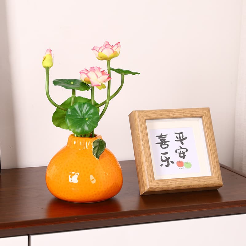Simple and creative orange shape thickened ceramic vase high-looking home desktop decoration small vase hydroponic container