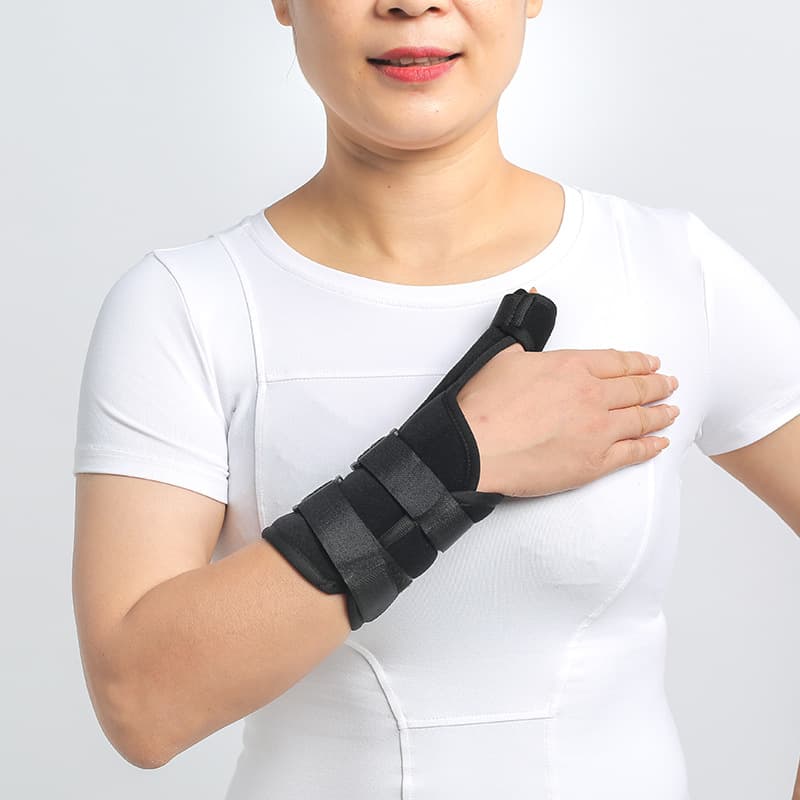 Finger splints and braces for wrist, thumb, and finger fixation.