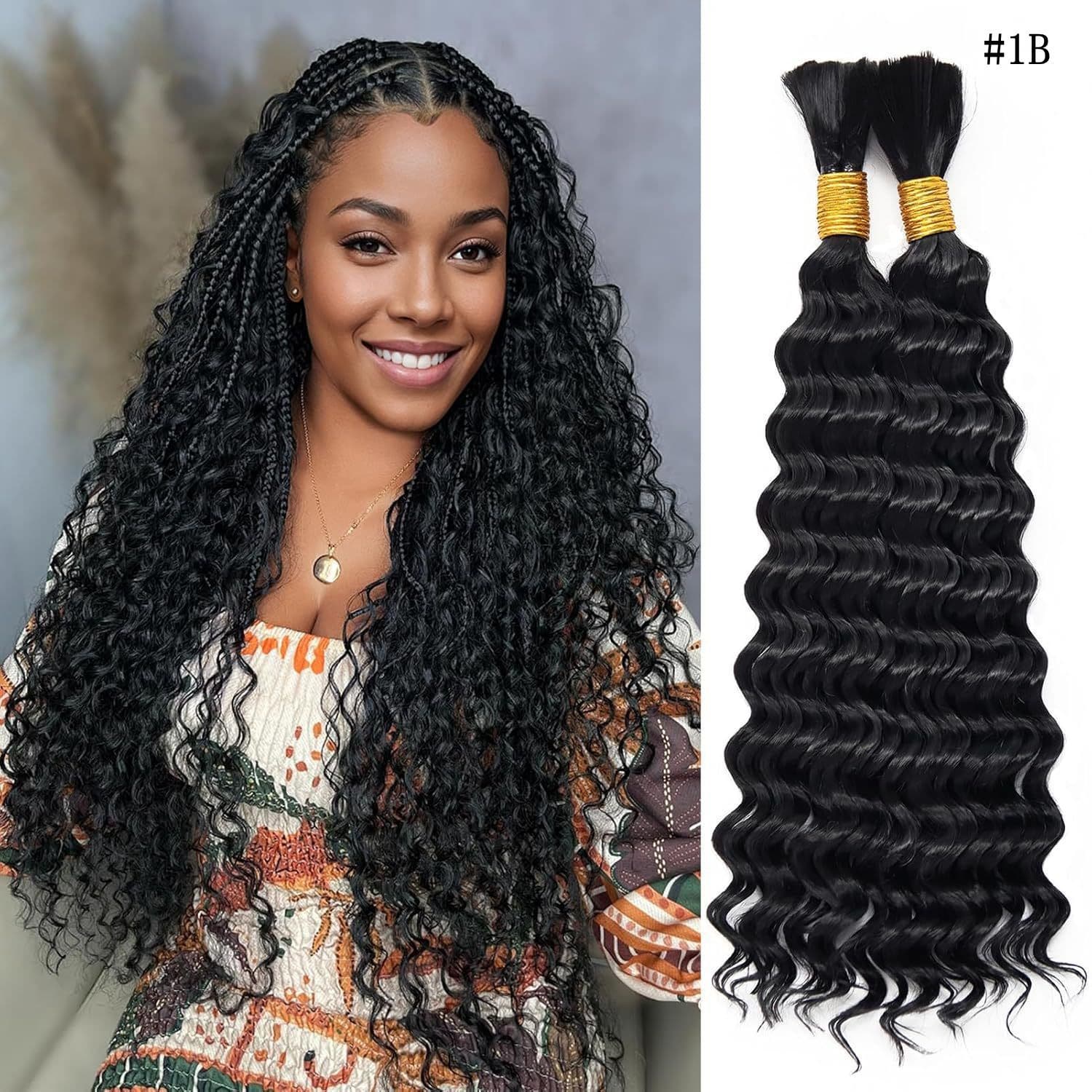 European and American hair extension bundles, synthetic fiber crochet hair, deep wave bulk hair, synthetic fiber braiding hair bundles 100g