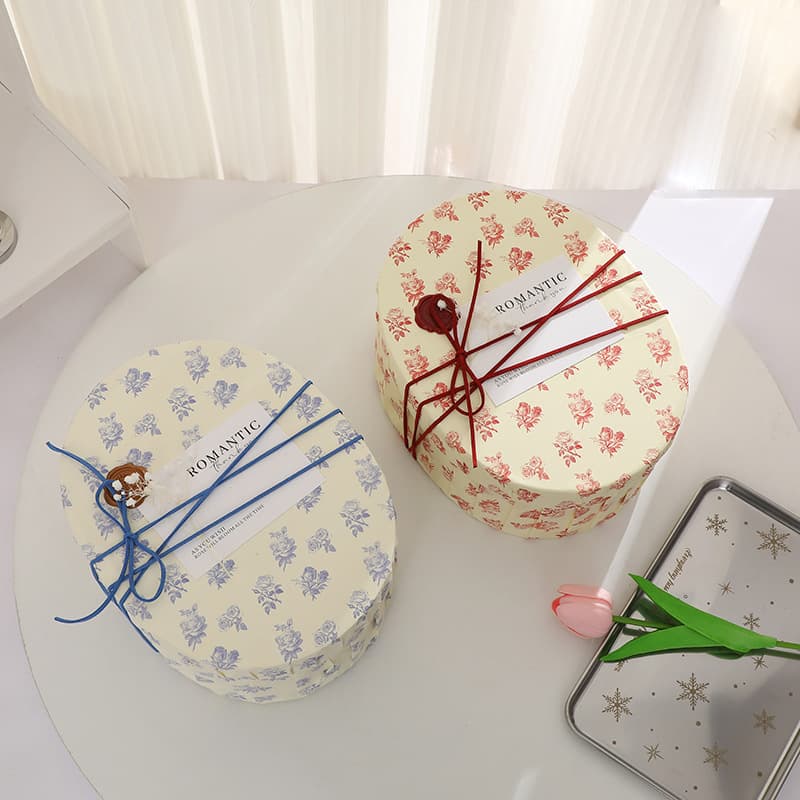 Vintage Rose Flower Pear Paper Oval Birthday Gift Packaging Box for Best Friend, Wedding Favor Gift Box