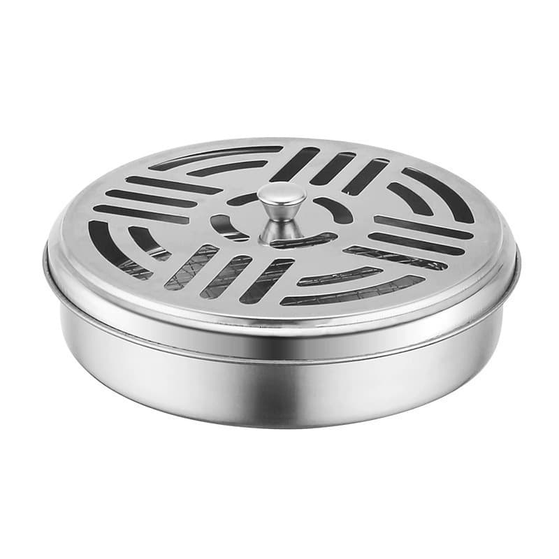 Stainless steel mosquito coil tray holder mosquito coil rack incense burner sandalwood tray outdoor mosquito coil box with lid windproof mosquito coil special box