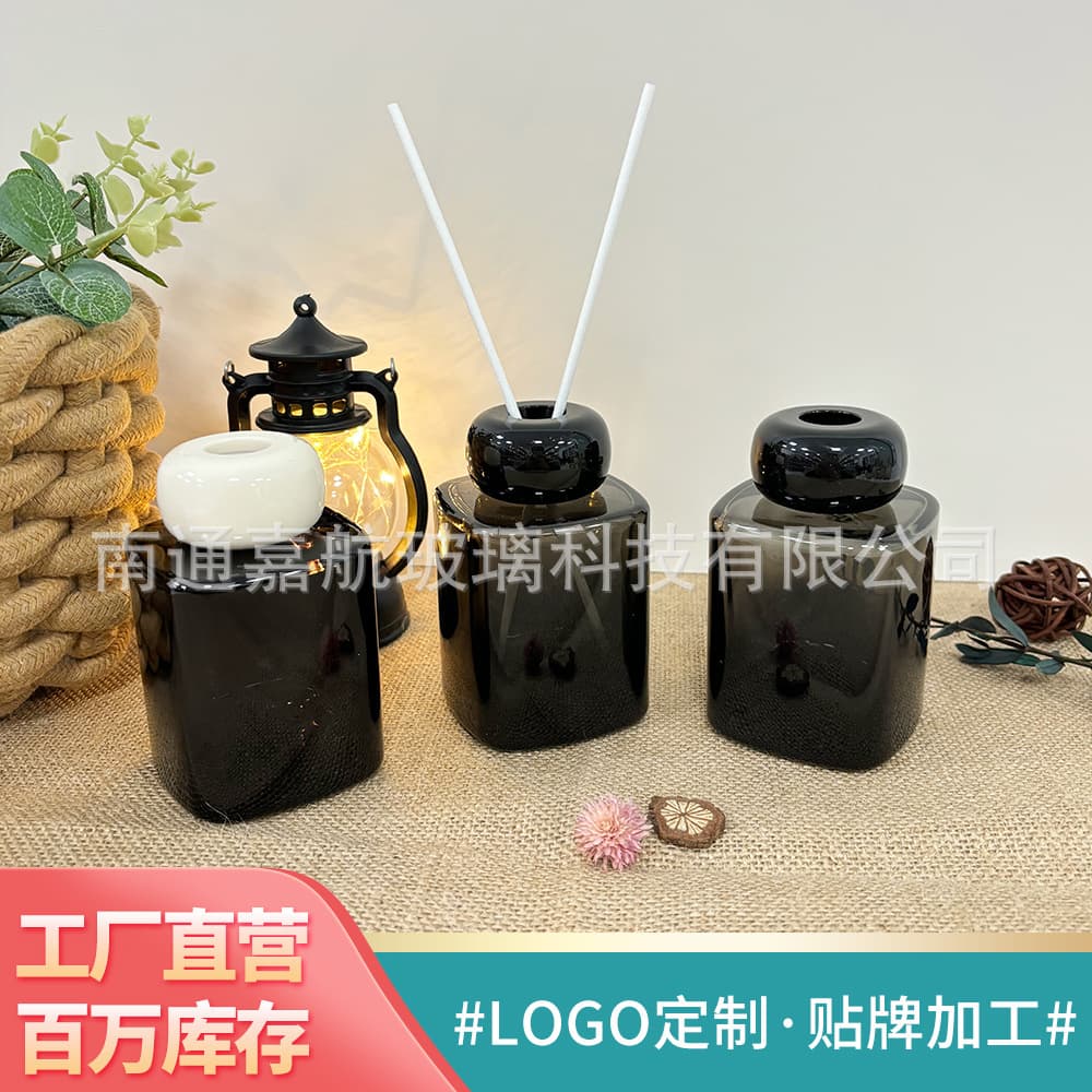 Factory wholesale 100ml simple square-round aromatherapy glass bottle, rattan diffuser reed bottle, indoor fragrance empty bottle