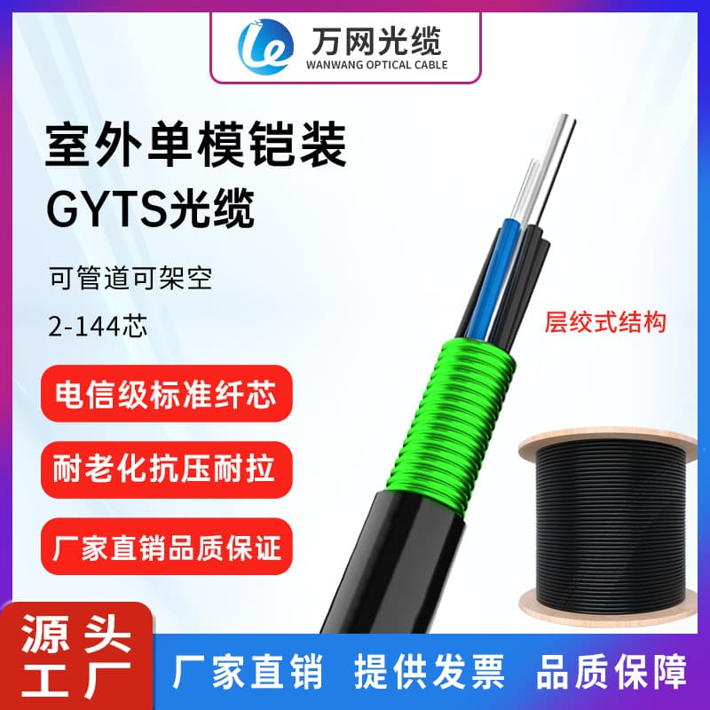 Supply of anti-biting and bird-pecking optical cables, single-mode armored layer twisted optical fiber cables, outdoor optical cables GYTS, factory direct sales
