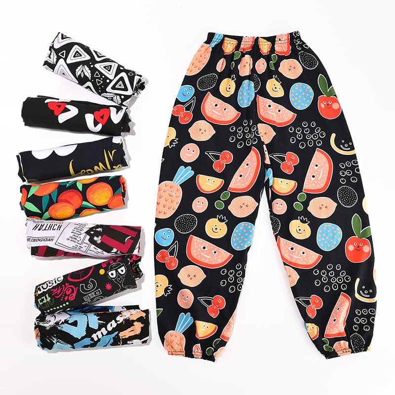 Summer Kids' Lantern Pants, Mosquito-Repellent Pants for Boys and Girls, Training Pants, Cartoon Sleep Pants, Air Conditioning Pants, Children's Cotton Long Pants