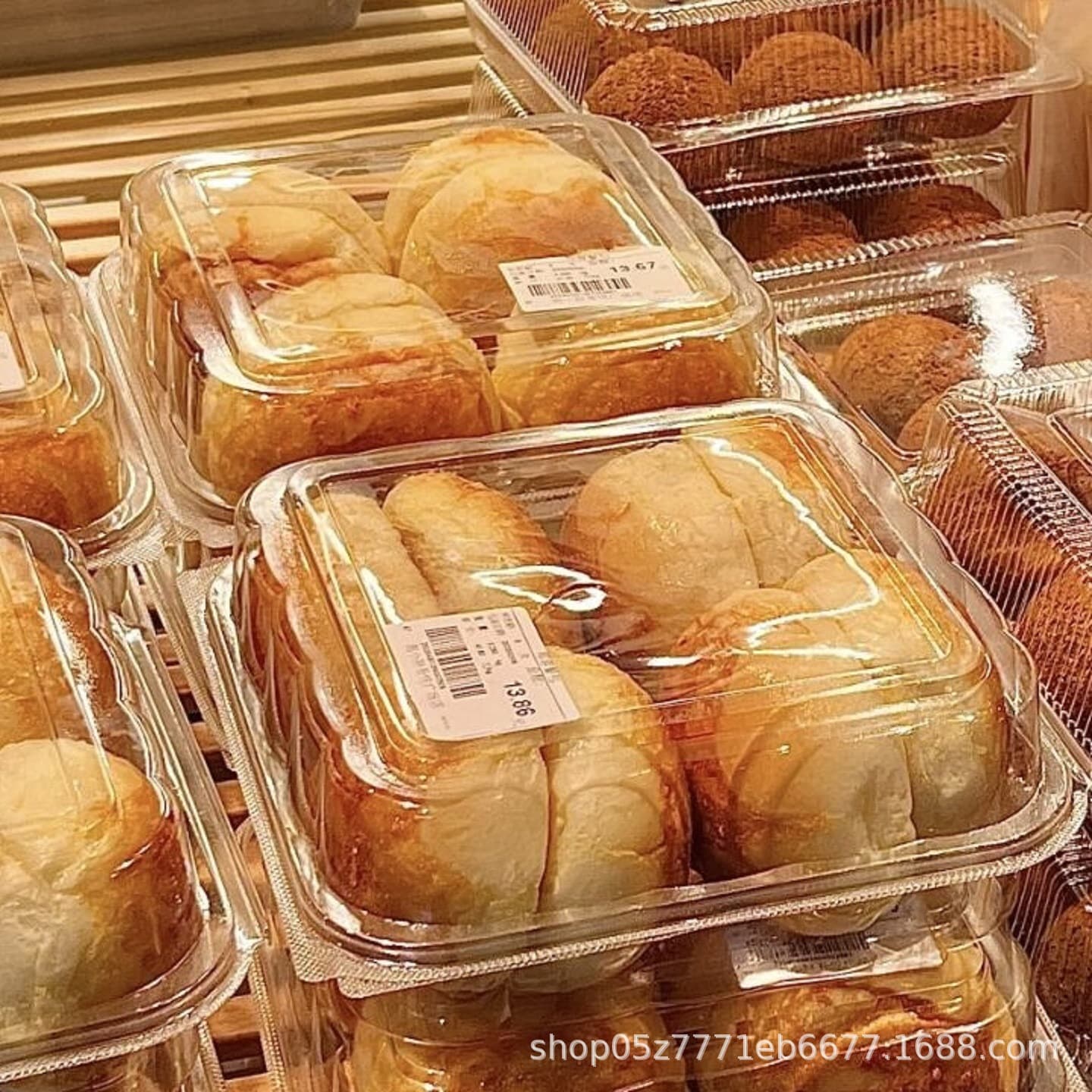 Large square baking bread packaging box transparent plastic pastry cake roll large puff mochi meal bag packaging box