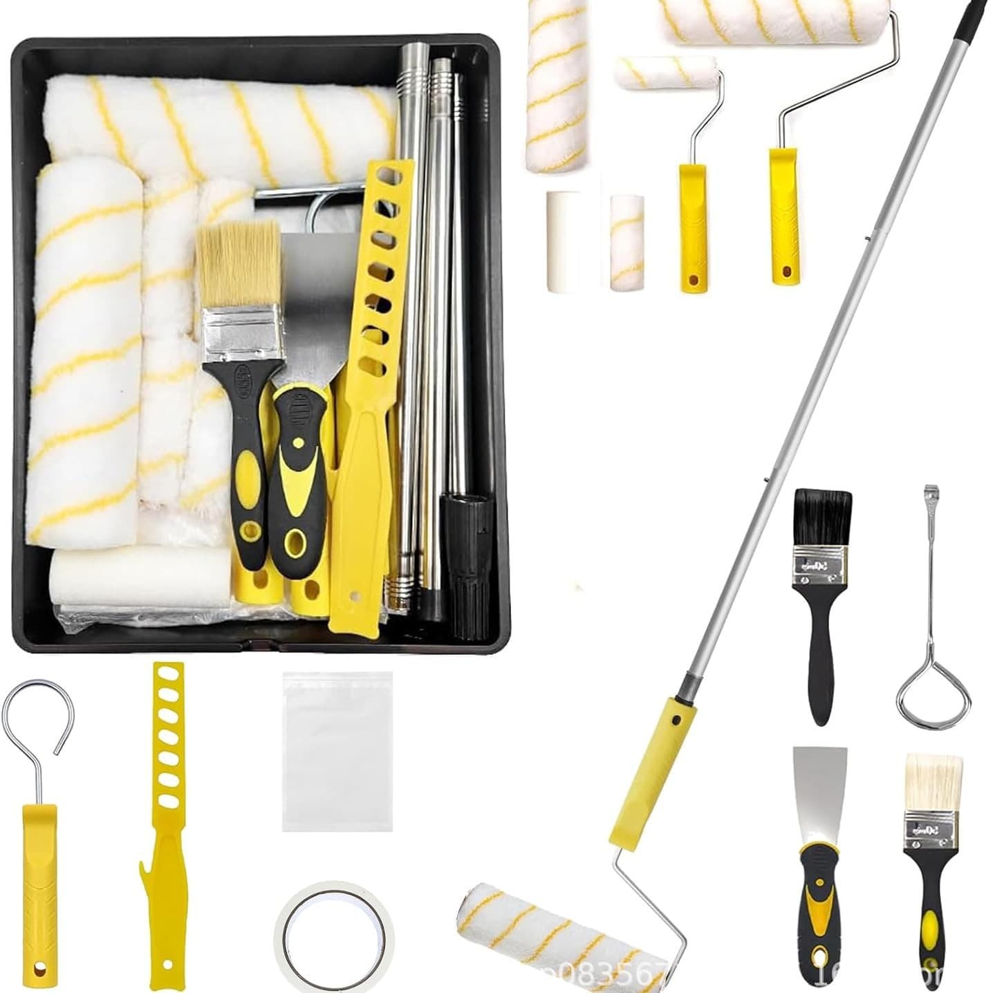 Home construction waterproof dead angle latex paint roller brush, wall coating, paint absorption roller brush, 9-inch long bristle brush set.