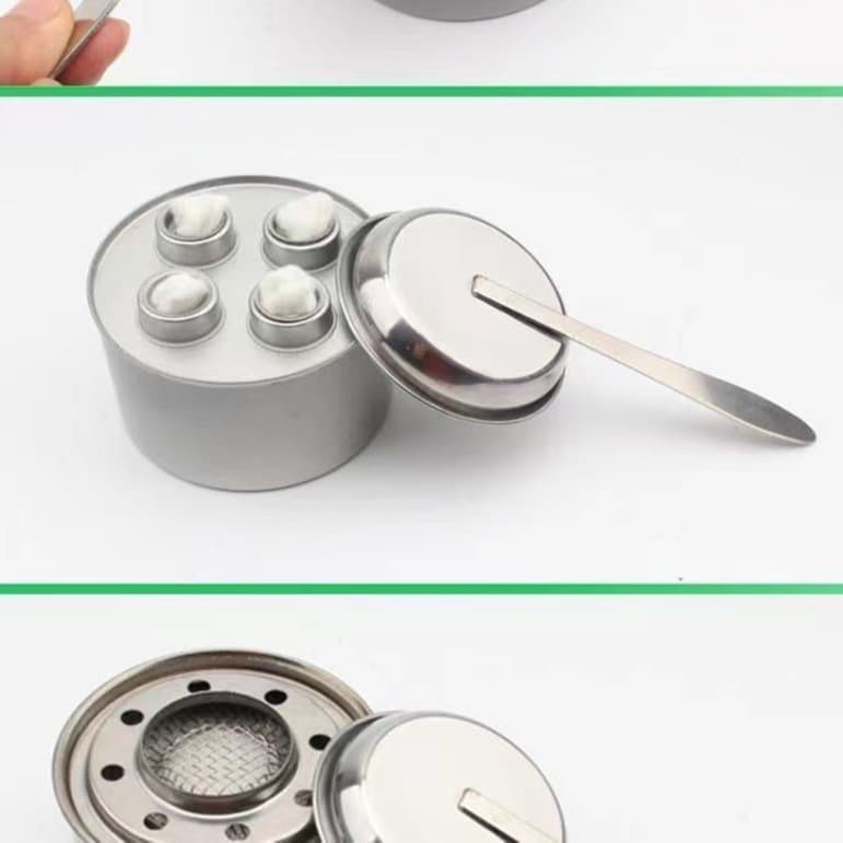 Liquid alcohol stove snuffer cap, small hot pot vegetable oil eco-fuel canister extinguisher lid with long handle and grip for spill prevention