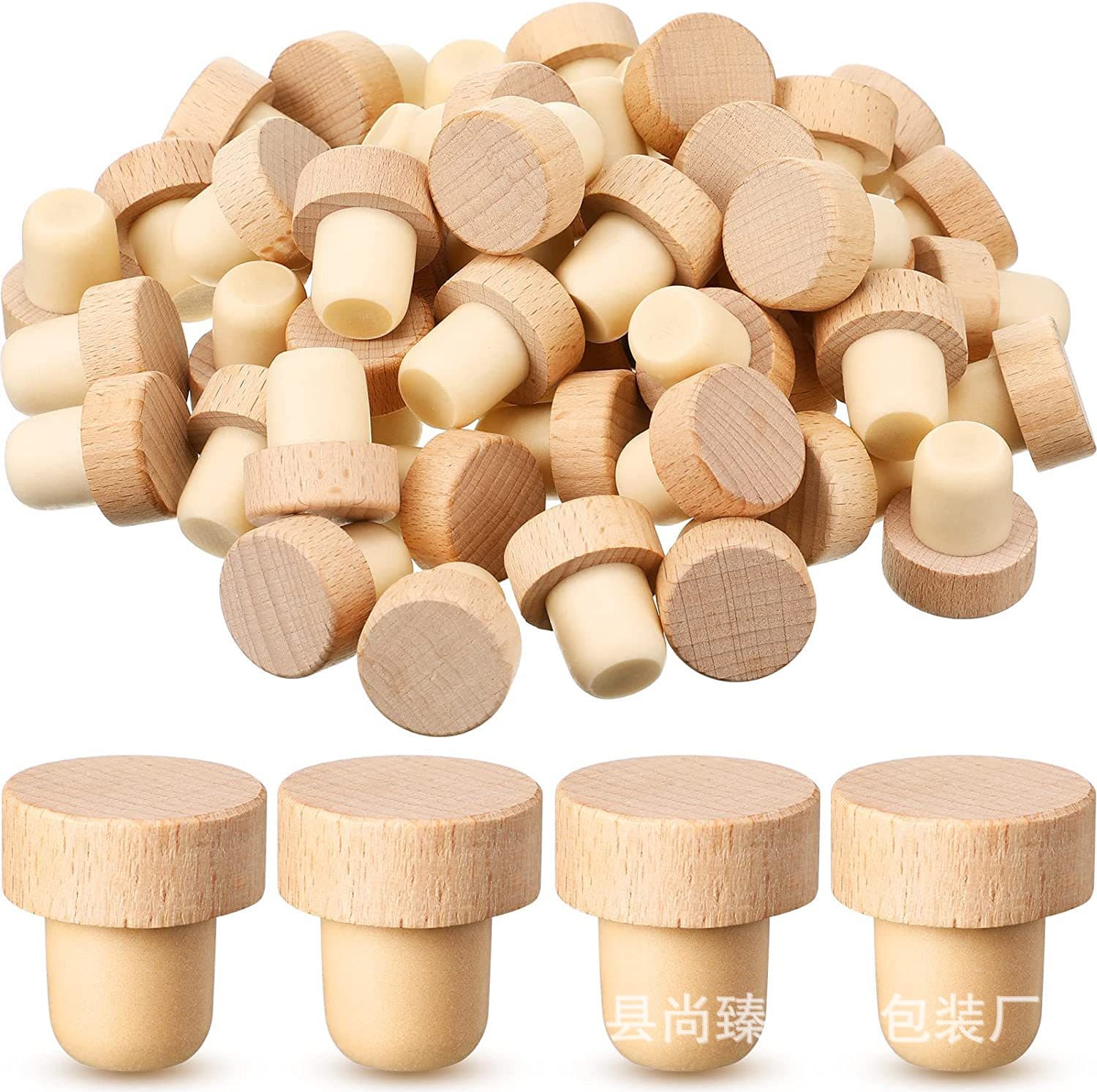 T-shaped Cork Stoppers Glass Bottle Wine Stoppers Polymer Wood Stoppers Red/White Wine Bottle Beech Wood Lids
