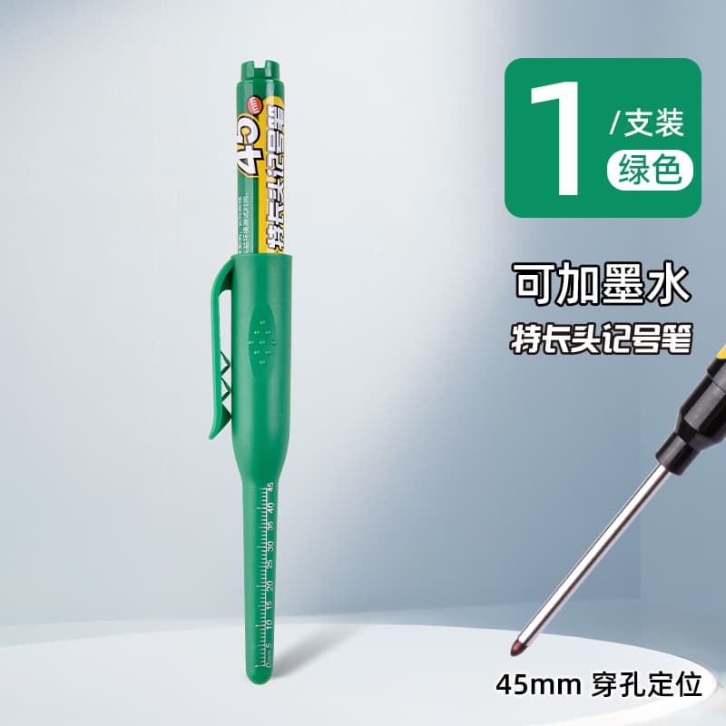 [Long Tip] 20mm Long Tip Marker Pen Black Waterproof for Woodworking, Tile Deep Hole Marking Pen