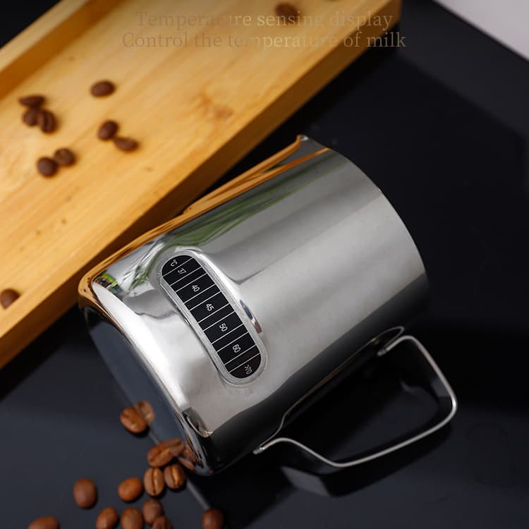 Thermometer Stainless Steel Coffee Frothing Cup Scale Measuring Cup Home Baking Pointed Spout Frothing Jug Thickened Cup