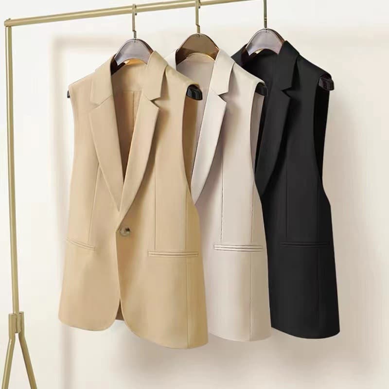Black Sleeveless Suit Vest for Women Slimming Outerwear 2026 Spring Autumn New High-End Sense Vest Waistcoat for Women