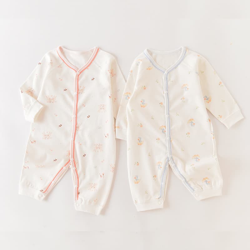 Newborn Baby Clothes Autumn Winter Pure Cotton Class A Bodysuit Baby Romper Crawling Suit Long Sleeve Seamless Base Layer Sleepwear