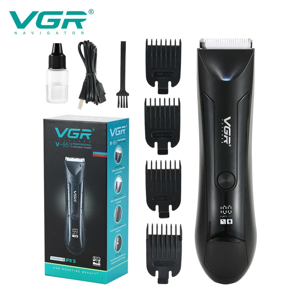 VGR951 Electric Hair Clippers Full Body Washable LCD Digital Display Hair Trimmers Ceramic Blade Haircut Machine Low Noise