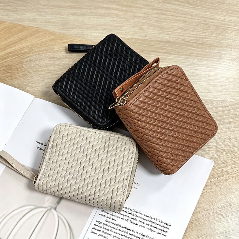 Woven Texture Women's Fashion Versatile Wallet Short Style 2026 New Korean Japanese Minimalist High-End Thin Wallet Wholesale