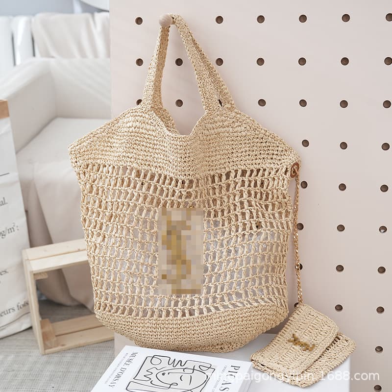 Woven Bag for Women Fashion Seaside Vacation Beach Bag Summer Large Capacity Commuter Tote Bag Hollow Straw Bag Decoration