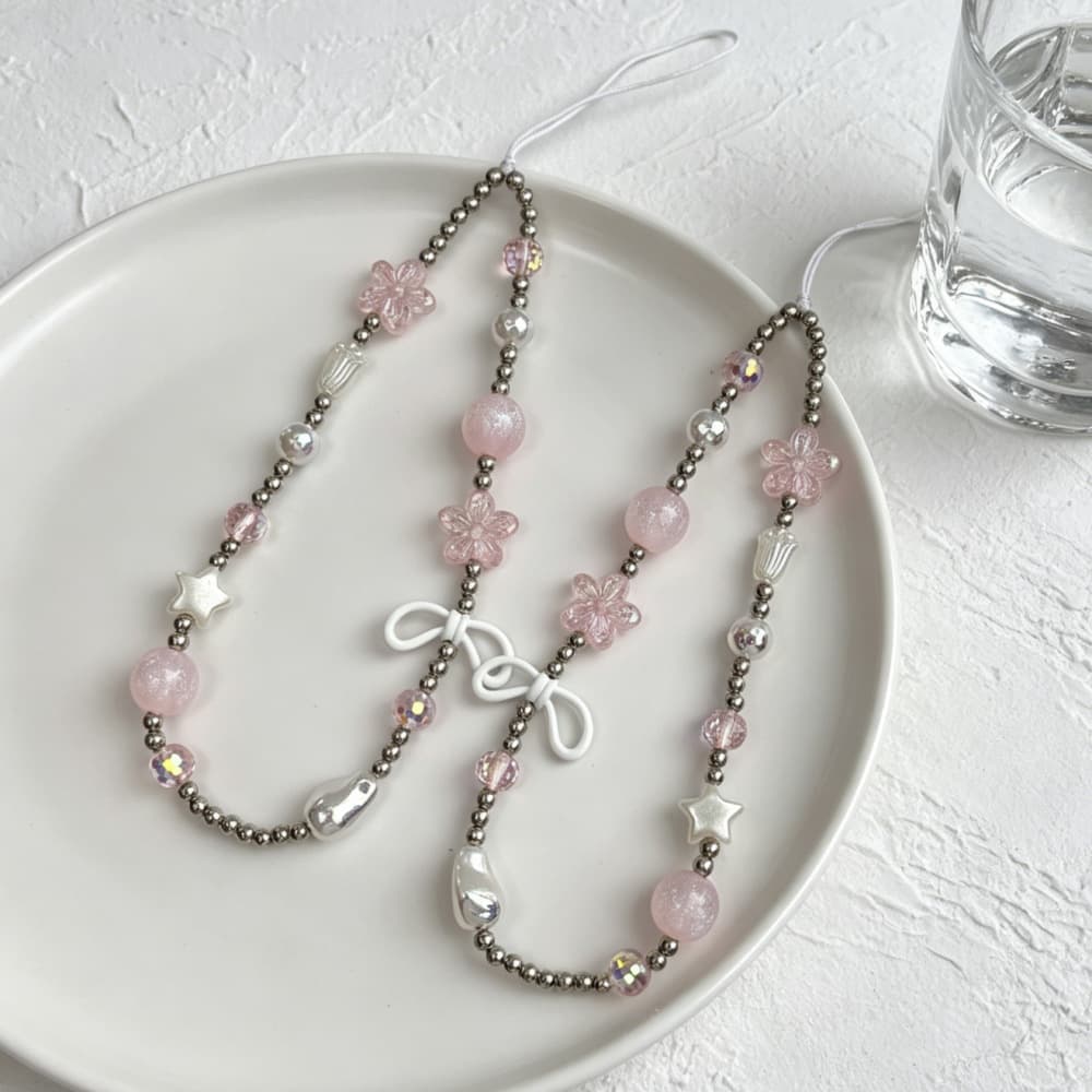 Ins Cartoon Handmade Beaded Phone Case Strap Keychain DIY Hand Chain Camera CCD Backpack Hanging Decoration Anti-Loss