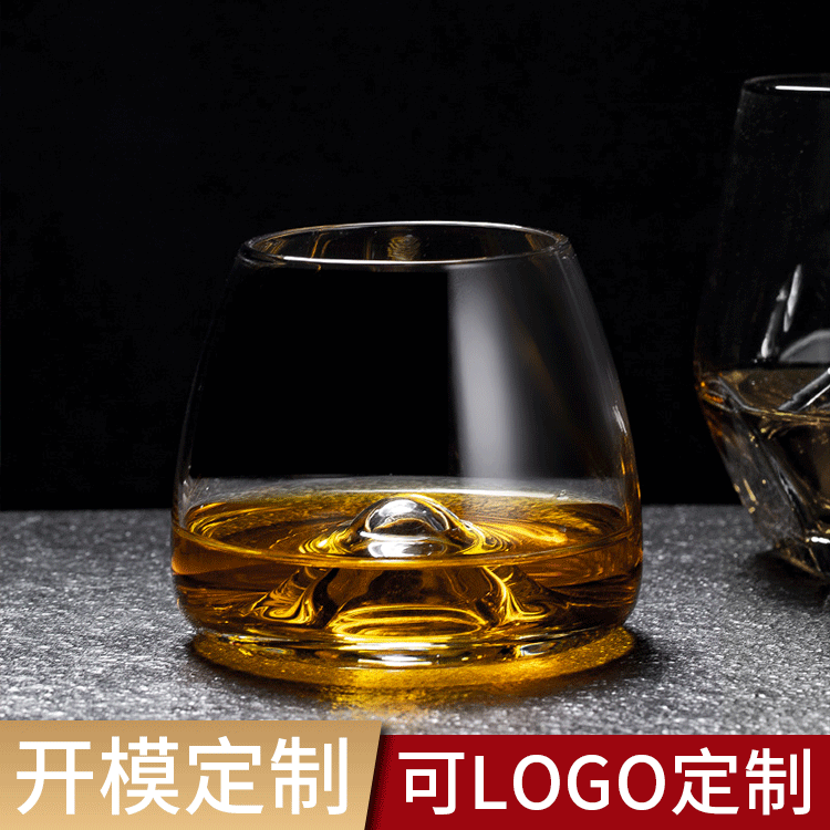 Raised dot round high-end whiskey glass square rhombus wine glass bar home crystal glass wine glass