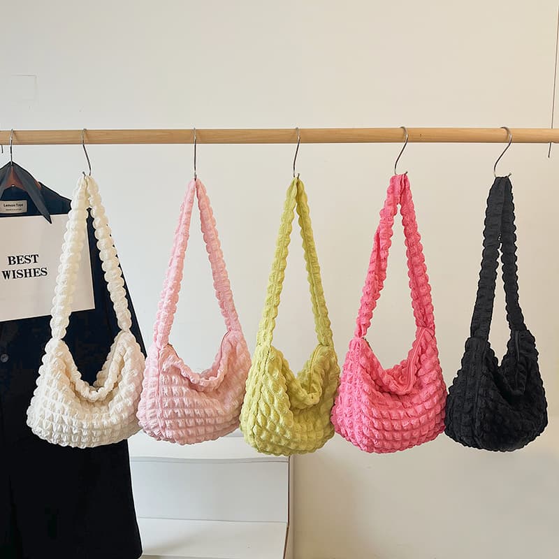 New Style Women's Bag, Stylish Large-Capacity Cloud Bag, Bubble Tote Bag, Commuter Niche Pleated Casual Puff Shoulder Bag