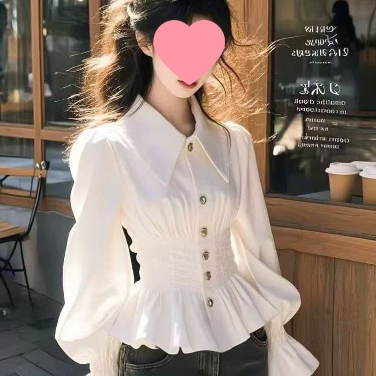 Palace-style Blouse New Women's Gentle French Waist-nipped Shirt Slimming Fashionable Chic Top