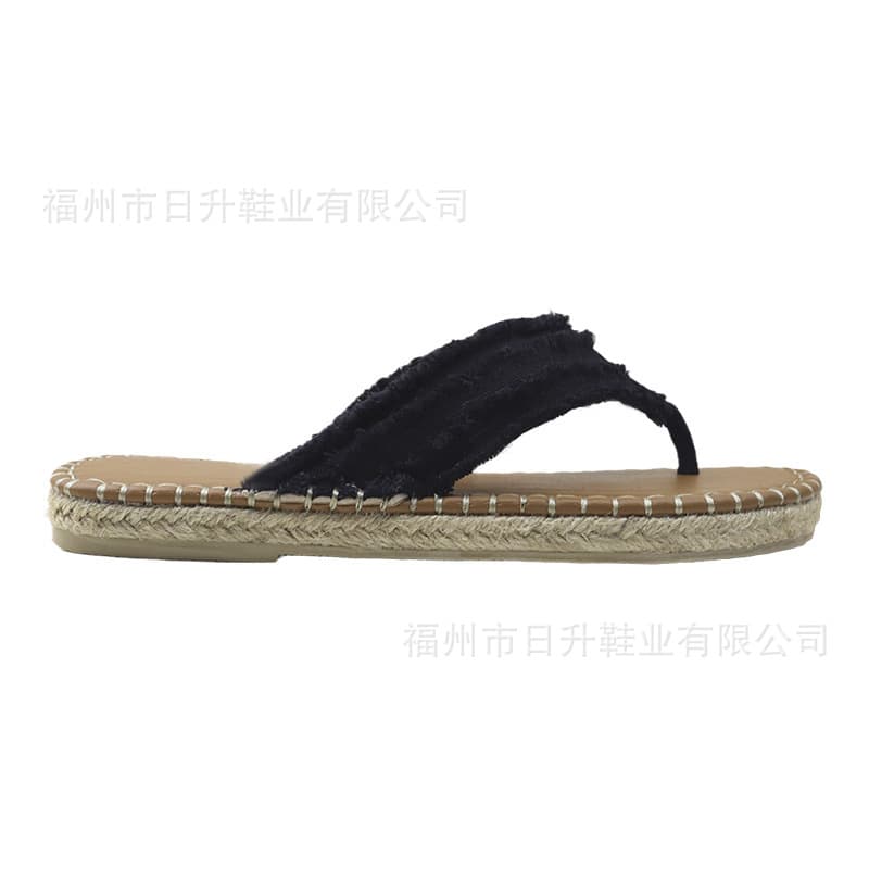 OEM Custom Women's Flat Flip Flops Breathable Straw Fisherman Sandals Beach Thong Flip Flops