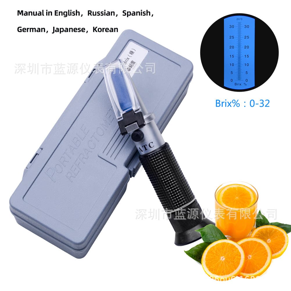Manufacturer Stock Handheld Refractometer 0-32% Brix Meter Refractometer Fruit Cutting Fluid Juice Tester