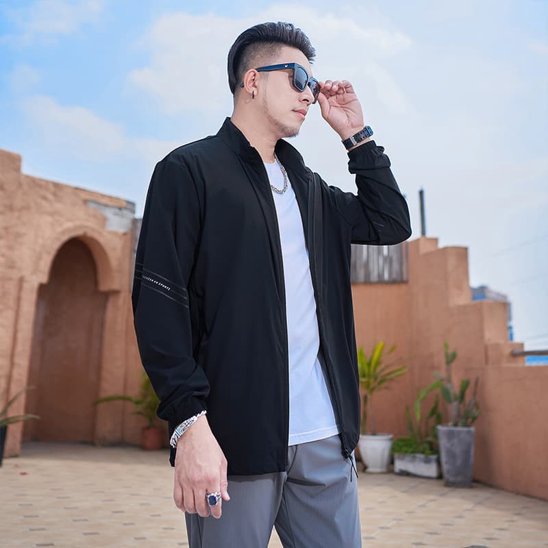 88116 | Plus Size Men's Summer Skin Jacket with UPF50+ UV Protection, Casual and Breathable, Sunscreen Outerwear