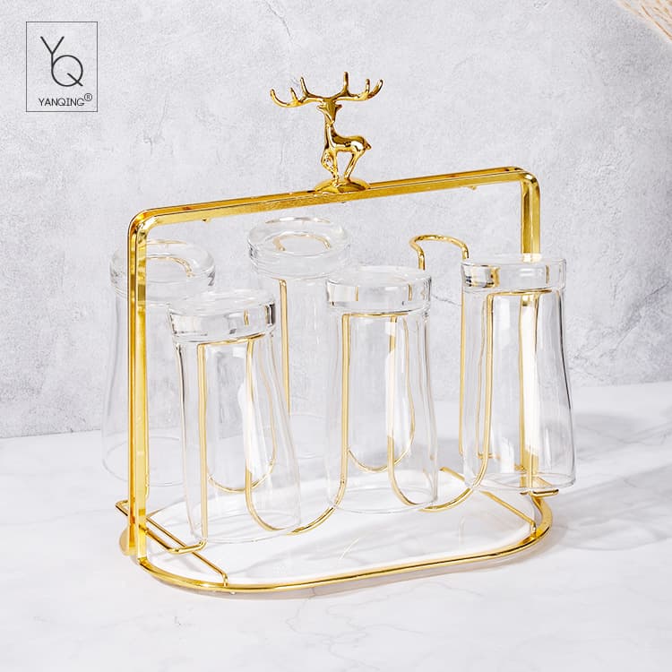 Four cup holders Elk style drain household cup storage rack portable cup holder kitchen living room drain cup