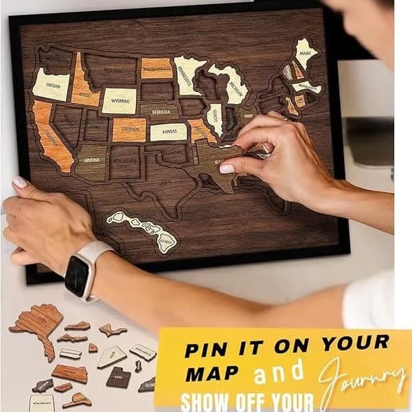 New Cross-Border Wooden USA Travel Map Puzzle