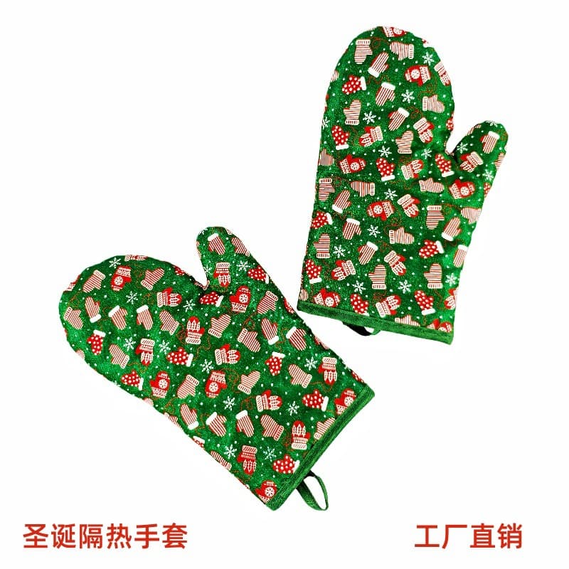 Christmas Heat-Insulating Gloves Cross-Border Kitchen Anti-Scald Anti-Slip High Temperature Resistant Outdoor Barbecue Baking Oven Heat-Insulating Gloves
