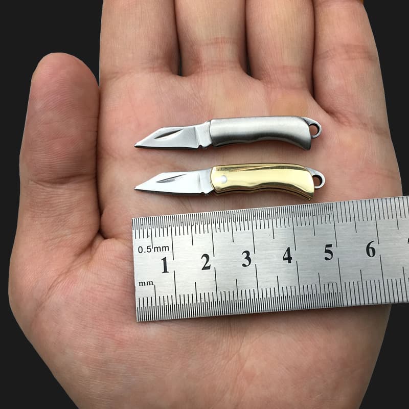 Mini folding knife brass pocket knife unpacking express unpacking key chain pendant unpacking artifact
