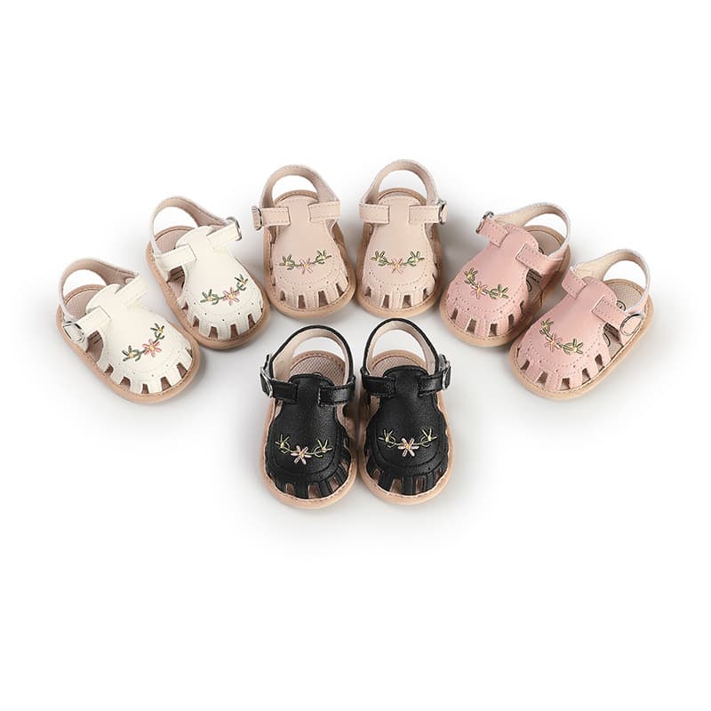 Summer 0-12 Months Newborn Soft Cloth Baby Shoes Breathable Hollow Walking Shoes for Girls Sandals