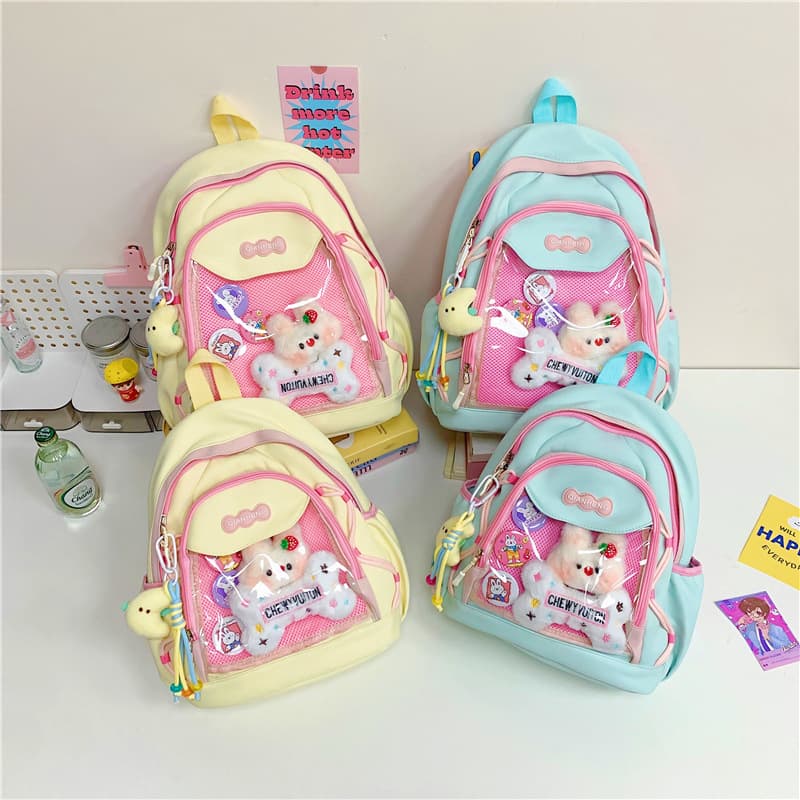 Japanese Style Simple Transparent Ita Bag for Girls, Cute Backpack for Middle and High School Students