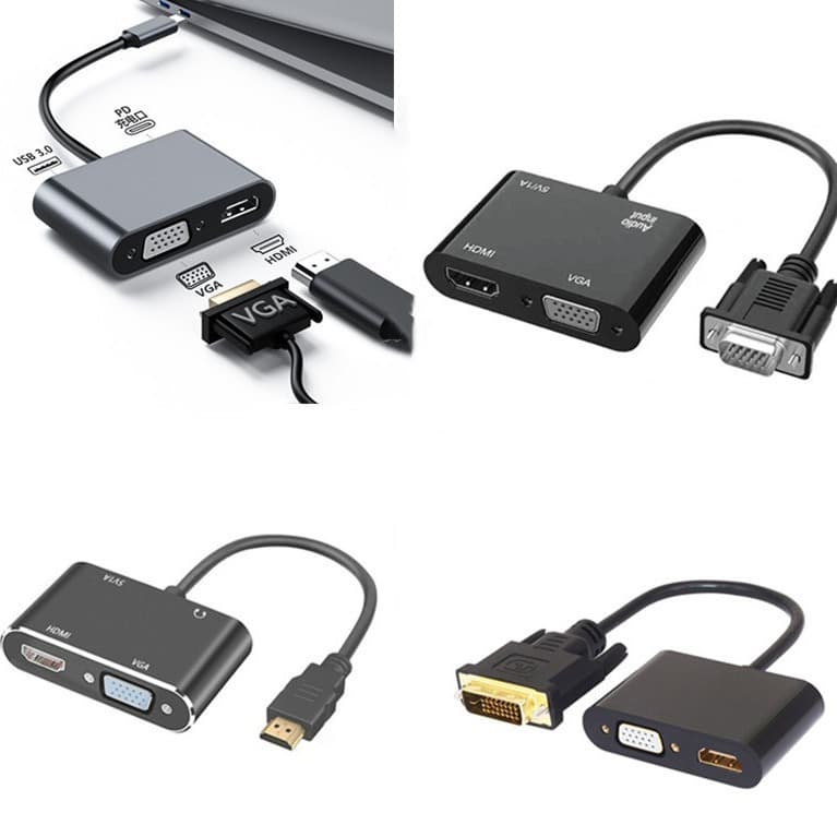 hdmi to hdmi+vga two-in-one vga to vga+HDMI DVI to hdmi+vga