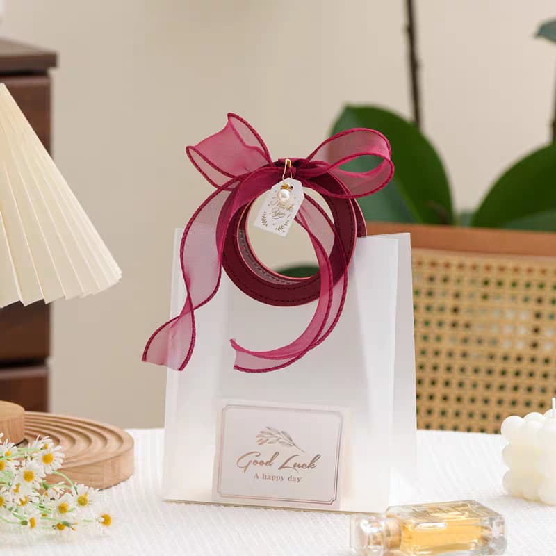 Wedding Ins-Style Gift Bag PP Handle Bag Transparent Frosted Plastic Shopping Bag Custom Gift Bag