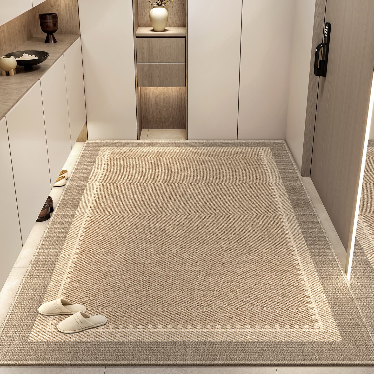 Simple style entry door floor mat, home door dust removal, entry door mat, entrance door wear-resistant, cuttable loop velvet floor mat
