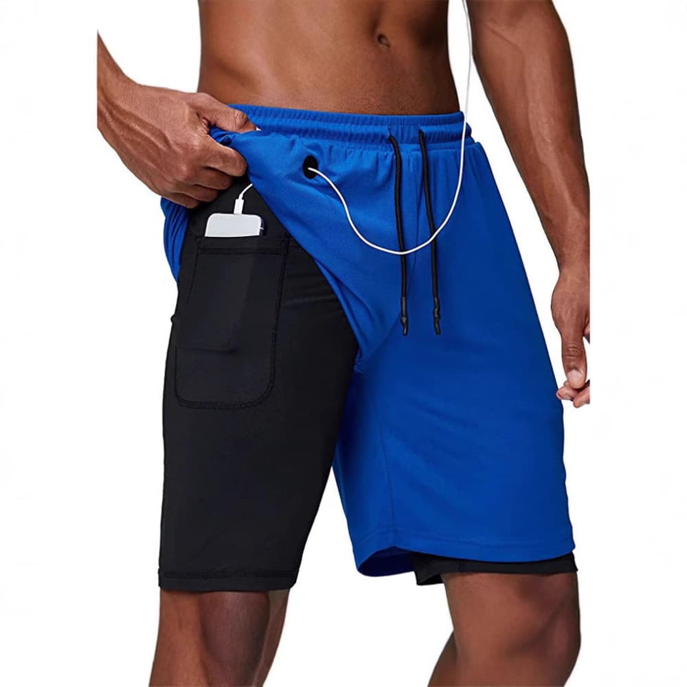 Men's Shorts Cross-border Summer Earphone Holds Mobile Phone Zipper Pocket Double-layer Shorts Casual Sports Fashion Men's Shorts